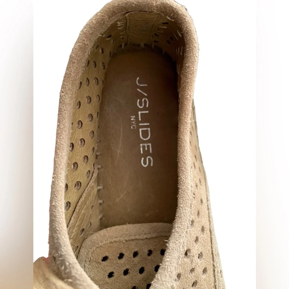 J Slides Riley Tan Espadrille Platform Suede Oxfords Sneakers Size 8.5